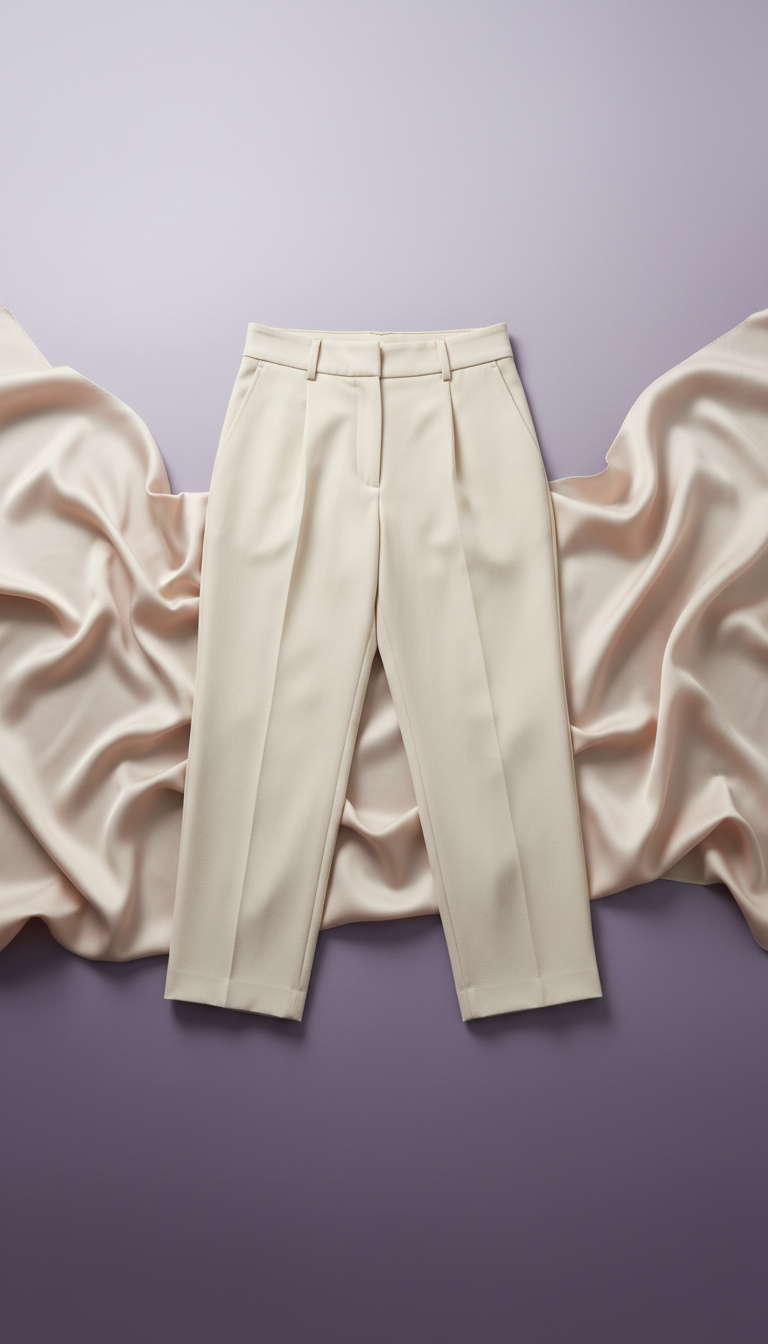 Pantalón cropped crema entallado