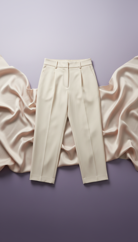 Pantalón cropped crema entallado